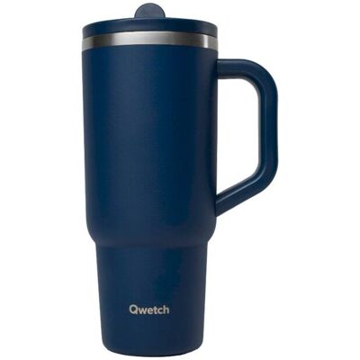 Qwetch - Travel Cup Isotherme inox w/ Bouchon Étanche - Mug Matt - Bleu Nuit - 900 ml - Publicité Qwetch - Travel Cup Isotherme inox w/ Bouchon Étanche - Mug Matt - Bleu Nuit - 900 ml - Publicité