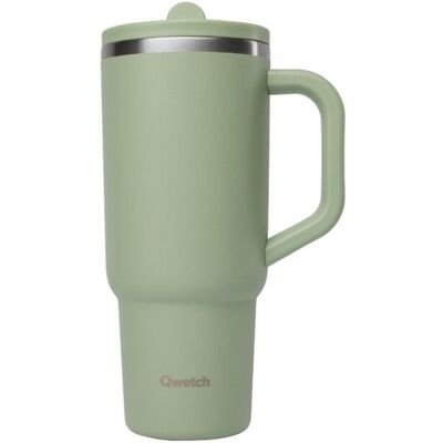 Qwetch - Travel Cup Isotherme inox w/ Bouchon Étanche - Mug Matt - Vert Tilleul - 900 ml - Publicité Qwetch - Travel Cup Isotherme inox w/ Bouchon Étanche - Mug Matt - Vert Tilleul - 900 ml - Publicité