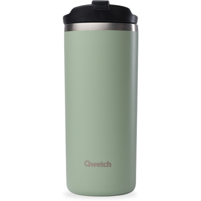 Qwetch - Travel Mug Isotherme Inox - Mug Vert Tilleul - 470 ml - Publicité Qwetch - Travel Mug Isotherme Inox - Mug Vert Tilleul - 470 ml - Publicité