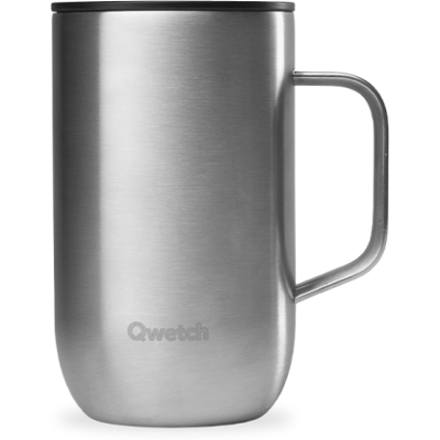 Qwetch - Mug Isotherme Inox - Mug Inox Brossé - 470 ml - Publicité Qwetch - Mug Isotherme Inox - Mug Inox Brossé - 470 ml - Publicité