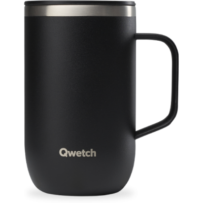 Qwetch - Mug Isotherme Inox - Mug Noir - 470 ml - Publicité Qwetch - Mug Isotherme Inox - Mug Noir - 470 ml - Publicité