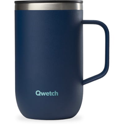 Qwetch - Mug Isotherme Inox - Mug Bleu Nuit - 470 ml - Publicité Qwetch - Mug Isotherme Inox - Mug Bleu Nuit - 470 ml - Publicité
