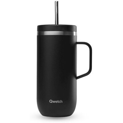 Qwetch - Cold Cup Isotherme Inox w/ Anse - Mug Noir - 600 ml - Publicité Qwetch - Cold Cup Isotherme Inox w/ Anse - Mug Noir - 600 ml - Publicité