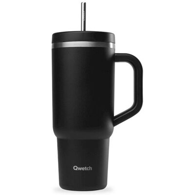 Qwetch - Travel Cup Isotherme Inox - Mug Noir - 900 ml - Publicité Qwetch - Travel Cup Isotherme Inox - Mug Noir - 900 ml - Publicité