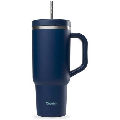 Qwetch - Travel Cup Isotherme Inox - Mug Bleu Nuit - 900 ml - Publicité Qwetch - Travel Cup Isotherme Inox - Mug Bleu Nuit - 900 ml - Publicité