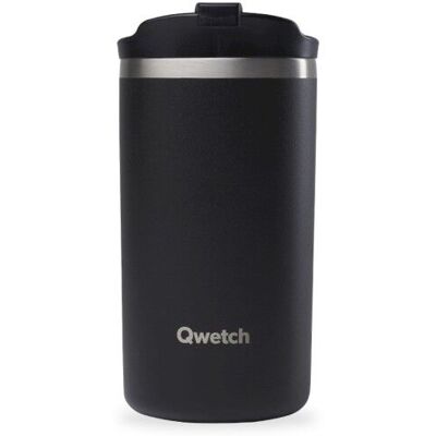 Qwetch - Travel Mug Isotherme Inox - Mug Noir - 350 ml - Publicité Qwetch - Travel Mug Isotherme Inox - Mug Noir - 350 ml - Publicité