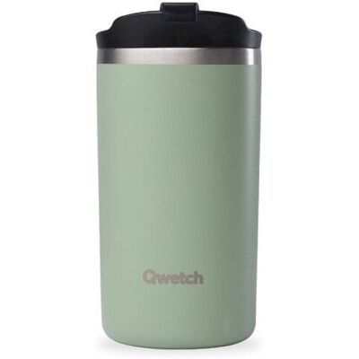 Qwetch - Travel Mug Isotherme Inox - Mug Vert Tilleul - 350 ml - Publicité Qwetch - Travel Mug Isotherme Inox - Mug Vert Tilleul - 350 ml - Publicité