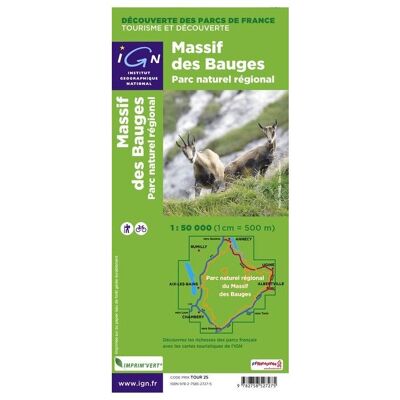 IGN - Pnr Massif Des Bauges - Carte topographique - Taille unique - Publicité IGN - Pnr Massif Des Bauges - Carte topographique - Taille unique - Publicité