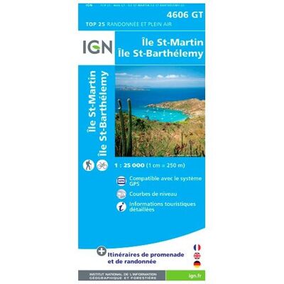 IGN - Ile Saint-Martin / Ile Saint-Barthelemy(Guadeloupe) - Carte topographique - Taille unique - Publicité IGN - Ile Saint-Martin / Ile Saint-Barthelemy(Guadeloupe) - Carte topographique - Taille unique - Publicité