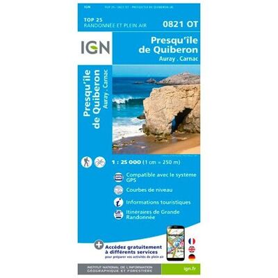 IGN - Presqu'Ile De Quiberon / Auray / Carnac - Carte topographique - Taille unique - Publicité IGN - Presqu'Ile De Quiberon / Auray / Carnac - Carte topographique - Taille unique - Publicité