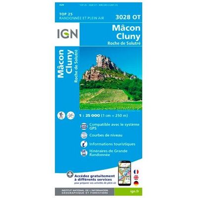 IGN - Macon Cluny Roche De Solutré - Carte topographique - Taille unique - Publicité IGN - Macon Cluny Roche De Solutré - Carte topographique - Taille unique - Publicité