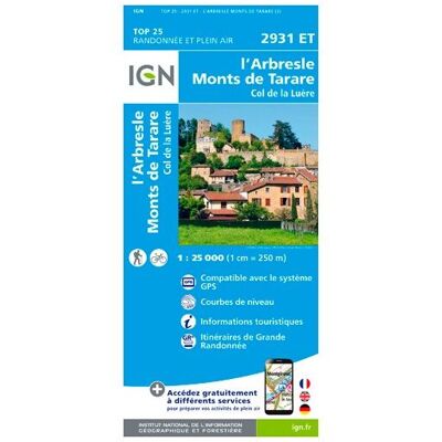 IGN - L'Arbresle / Monts De Tarare - Carte topographique - Taille unique - Publicité IGN - L'Arbresle / Monts De Tarare - Carte topographique - Taille unique - Publicité