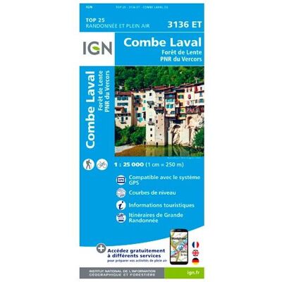 IGN - Combe Laval - Forêt De Lente / Pnr Du Vercors - Carte topographique - Taille unique - Publicité IGN - Combe Laval - Forêt De Lente / Pnr Du Vercors - Carte topographique - Taille unique - Publicité