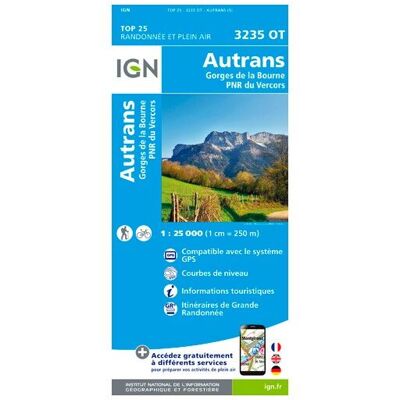 IGN - Autrans - Gorges De La Bourne - Carte topographique - Taille unique - Publicité IGN - Autrans - Gorges De La Bourne - Carte topographique - Taille unique - Publicité