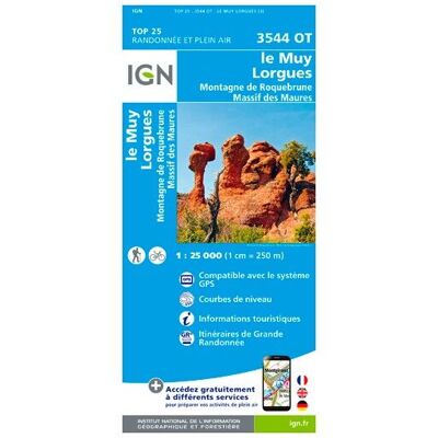IGN - Le Muy / Lorgues / Montagne De Roquebrune / Massif Des Maures - Carte topographique - Taille unique - Publicité IGN - Le Muy / Lorgues / Montagne De Roquebrune / Massif Des Maures - Carte topographique - Taille unique - Publicité