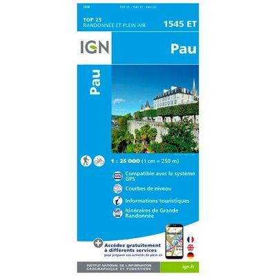 IGN - Pau - Carte topographique - Taille unique - Publicité IGN - Pau - Carte topographique - Taille unique - Publicité