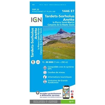 IGN - Tardets - Sorholus - Carte topographique - Taille unique - Publicité IGN - Tardets - Sorholus - Carte topographique - Taille unique - Publicité