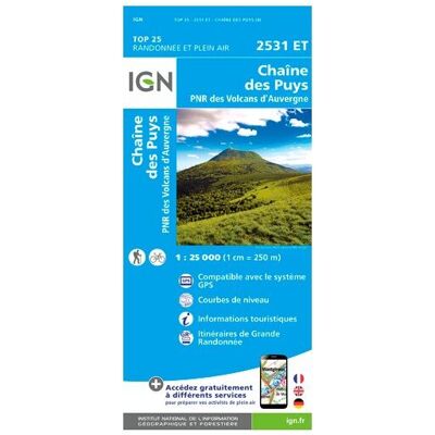 IGN - Chaîne Des Puys / Pnr Des Volcans D'Auvergne - Carte topographique - Taille unique - Publicité IGN - Chaîne Des Puys / Pnr Des Volcans D'Auvergne - Carte topographique - Taille unique - Publicité