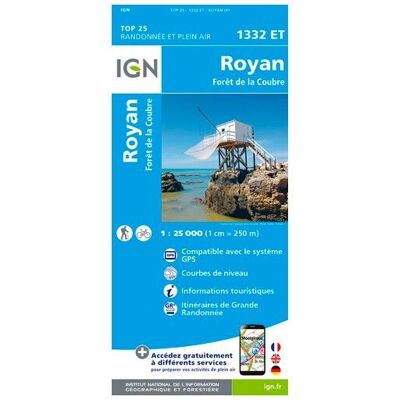 IGN - Royan / Forêt De La Coubre - Carte topographique - Taille unique - Publicité IGN - Royan / Forêt De La Coubre - Carte topographique - Taille unique - Publicité