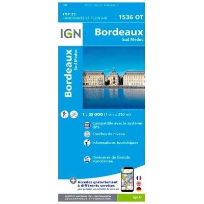IGN - Bordeaux. Sud Médoc - Carte topographique - Taille unique - Publicité IGN - Bordeaux. Sud Médoc - Carte topographique - Taille unique - Publicité