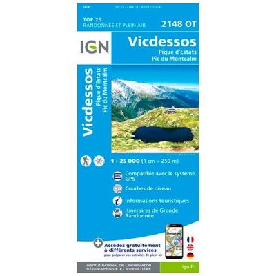 IGN - Vicdessos / Pique D'Estats Et Pic Du Montcalm - Carte topographique - Taille unique - Publicité IGN - Vicdessos / Pique D'Estats Et Pic Du Montcalm - Carte topographique - Taille unique - Publicité