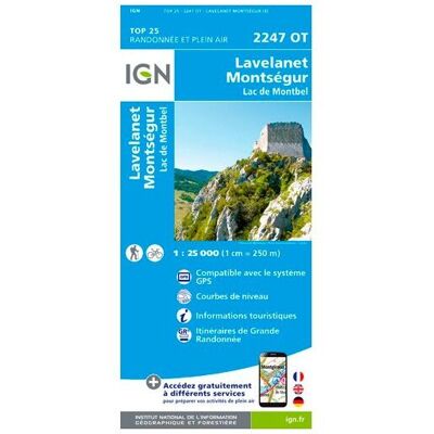 IGN - Lavelanet / Montsegur / Lac De Montbel - Carte topographique - Taille unique - Publicité IGN - Lavelanet / Montsegur / Lac De Montbel - Carte topographique - Taille unique - Publicité