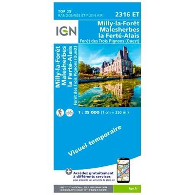IGN - Milly-La-Forêt.Malesherbes.La Ferté-Alais - Carte topographique - Taille unique - Publicité IGN - Milly-La-Forêt.Malesherbes.La Ferté-Alais - Carte topographique - Taille unique - Publicité