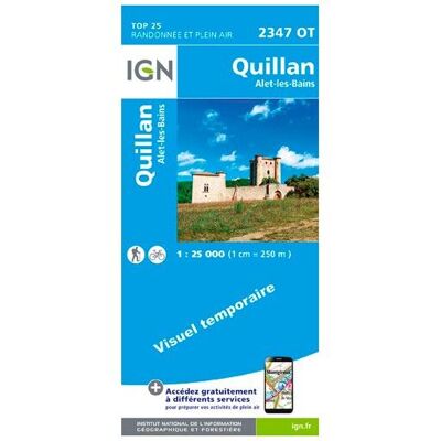 IGN - Quillan / Alet Les Bains - Carte topographique - Taille unique - Publicité IGN - Quillan / Alet Les Bains - Carte topographique - Taille unique - Publicité