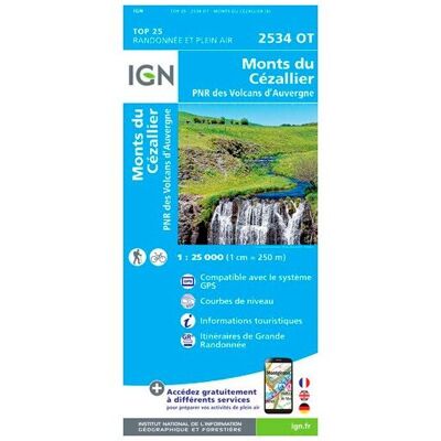 IGN - Monts Du Cézallier.Pnr Des Volcans D'Auvergne - Carte topographique - Taille unique - Publicité IGN - Monts Du Cézallier.Pnr Des Volcans D'Auvergne - Carte topographique - Taille unique - Publicité