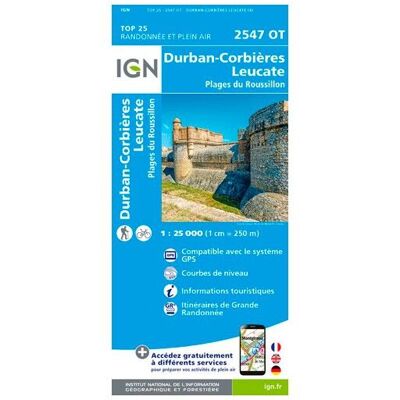 IGN - Durban-Corbières.Leucate.Plages Du Roussillon - Carte topographique - Taille unique - Publicité IGN - Durban-Corbières.Leucate.Plages Du Roussillon - Carte topographique - Taille unique - Publicité