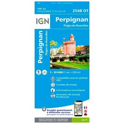 IGN - Perpignan.Plages Du Roussillon - Carte topographique - Taille unique - Publicité IGN - Perpignan.Plages Du Roussillon - Carte topographique - Taille unique - Publicité