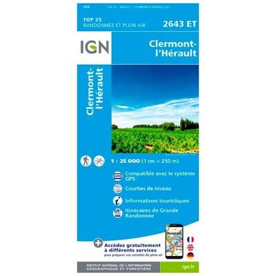 IGN - Clermont L'Hérault - Carte topographique - Taille unique - Publicité IGN - Clermont L'Hérault - Carte topographique - Taille unique - Publicité