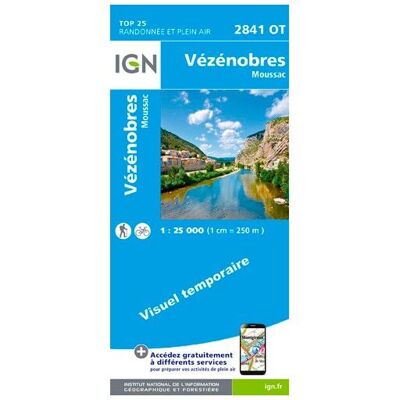 IGN - Vézénobres / Moussac - Carte topographique - Taille unique - Publicité IGN - Vézénobres / Moussac - Carte topographique - Taille unique - Publicité