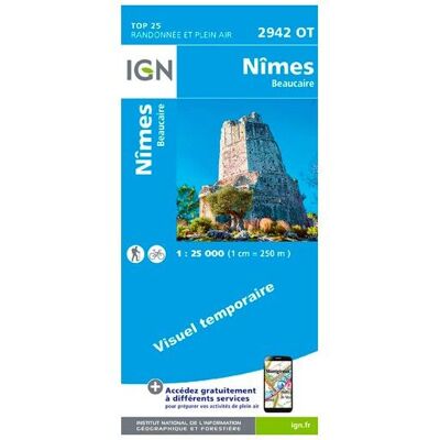 IGN - Nîmes / Beaucaire - Carte topographique - Taille unique - Publicité IGN - Nîmes / Beaucaire - Carte topographique - Taille unique - Publicité