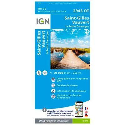 IGN - Saint-Gilles / Vauvert / La Petite Camargue - Carte topographique - Taille unique - Publicité IGN - Saint-Gilles / Vauvert / La Petite Camargue - Carte topographique - Taille unique - Publicité