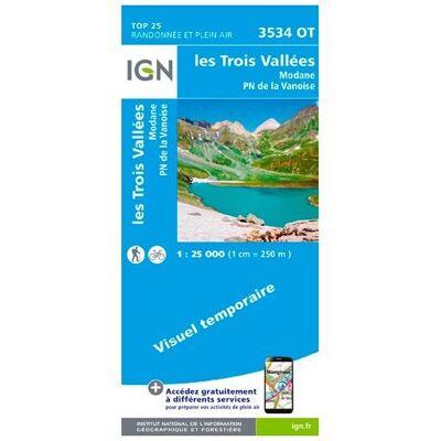 IGN - Les Trois Vallées.Modane.Pn De La Vanoise - Carte topographique - Taille unique - Publicité IGN - Les Trois Vallées.Modane.Pn De La Vanoise - Carte topographique - Taille unique - Publicité