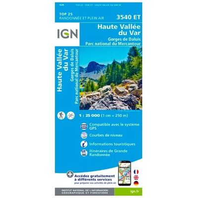 IGN - Haute Vallée Du Var / Gorges De Daluis / Pn Du Mercantour - Carte topographique - Taille unique - Publicité IGN - Haute Vallée Du Var / Gorges De Daluis / Pn Du Mercantour - Carte topographique - Taille unique - Publicité