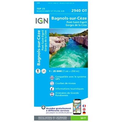 IGN - Bagnols-Sur-Cèze / Pont-St-Esprit / Forêts De Valbonne Et De Méjannes - Carte topographique - Taille unique - Publicité IGN - Bagnols-Sur-Cèze / Pont-St-Esprit / Forêts De Valbonne Et De Méjannes - Carte topographique - Taille unique - Publicité