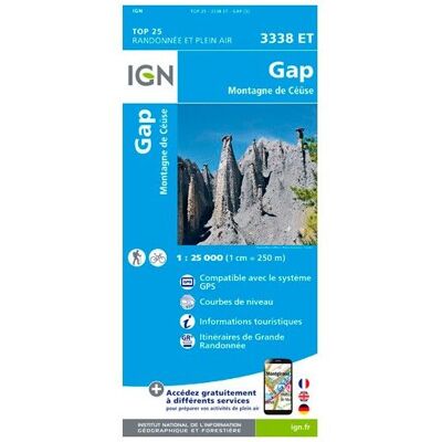 IGN - Gap.Montagne De Céüse - Carte topographique - Taille unique - Publicité IGN - Gap.Montagne De Céüse - Carte topographique - Taille unique - Publicité