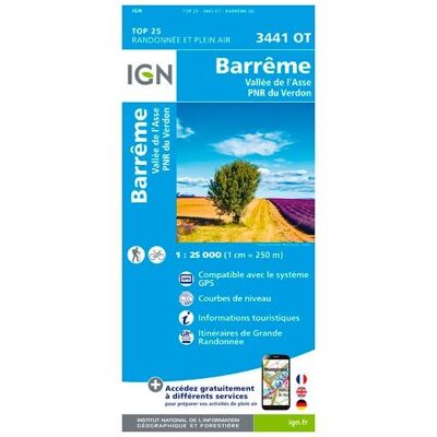 IGN - Barrême.Vallée De L'Asse.Pnr Du Verdon - Carte topographique - Taille unique - Publicité IGN - Barrême.Vallée De L'Asse.Pnr Du Verdon - Carte topographique - Taille unique - Publicité