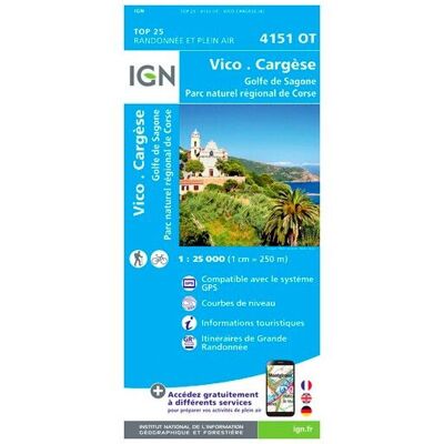 IGN - Vico.Cargèse.Golfe De Sagone.Pnr De Corse - Carte topographique - Taille unique - Publicité IGN - Vico.Cargèse.Golfe De Sagone.Pnr De Corse - Carte topographique - Taille unique - Publicité