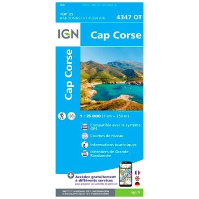 IGN - Cap Corse - Carte topographique - Taille unique - Publicité IGN - Cap Corse - Carte topographique - Taille unique - Publicité