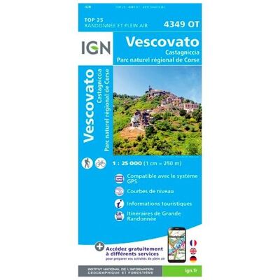 IGN - Vescovato.Castagniccia.Pnr De Corse - Carte topographique - Taille unique - Publicité IGN - Vescovato.Castagniccia.Pnr De Corse - Carte topographique - Taille unique - Publicité