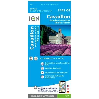 IGN - Cavaillon / Fontaine De Vaucluse / Pnr Du Luberon - Carte topographique - Taille unique - Publicité IGN - Cavaillon / Fontaine De Vaucluse / Pnr Du Luberon - Carte topographique - Taille unique - Publicité