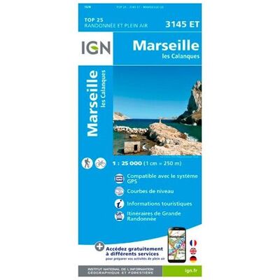 IGN - Marseille / Les Calanques - Carte topographique - Taille unique - Publicité IGN - Marseille / Les Calanques - Carte topographique - Taille unique - Publicité
