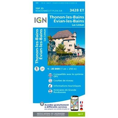 IGN - Thonon - Evian - Lac Léman - Carte topographique - Taille unique - Publicité IGN - Thonon - Evian - Lac Léman - Carte topographique - Taille unique - Publicité