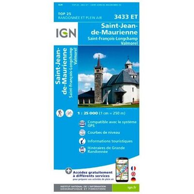 IGN - St-Jean-De-Maurienne / St-François-Longchamp / Valmorel - Carte topographique - Taille unique - Publicité IGN - St-Jean-De-Maurienne / St-François-Longchamp / Valmorel - Carte topographique - Taille unique - Publicité