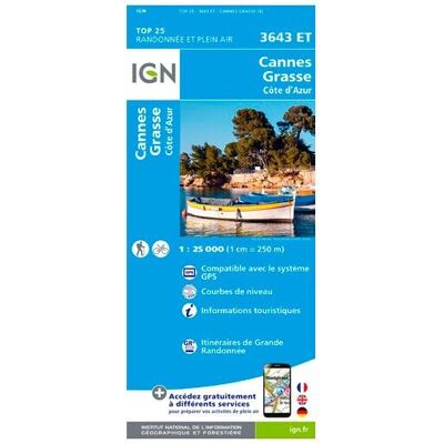 IGN - Cannes - Grasses - Carte topographique - Taille unique - Publicité IGN - Cannes - Grasses - Carte topographique - Taille unique - Publicité
