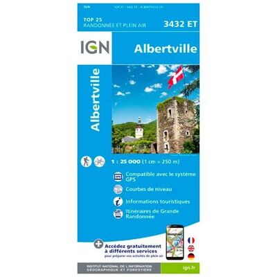 IGN - Albertville - Carte topographique - Taille unique - Publicité IGN - Albertville - Carte topographique - Taille unique - Publicité