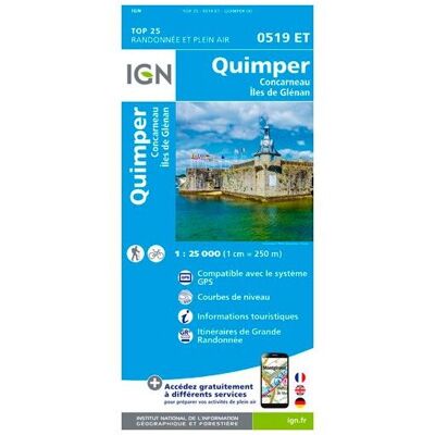 IGN - Quimper / Concarneau / Îles De Glénan - Carte topographique - Taille unique - Publicité IGN - Quimper / Concarneau / Îles De Glénan - Carte topographique - Taille unique - Publicité